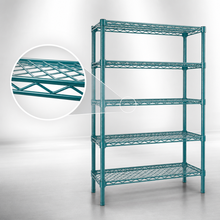 Product image #3 for Eagle Group Valu-Gard 5-Tier Stationary Starter Wire Shelving Unit, 30W x 18D x 74H, Green Epoxy