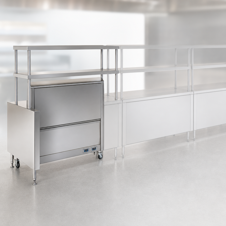 Product image #3 for Randell Modular Chef Service Counter Left Chef-Side Section, 50-1/2 Inch, Plate Storage Cabinet, Double Overshelf