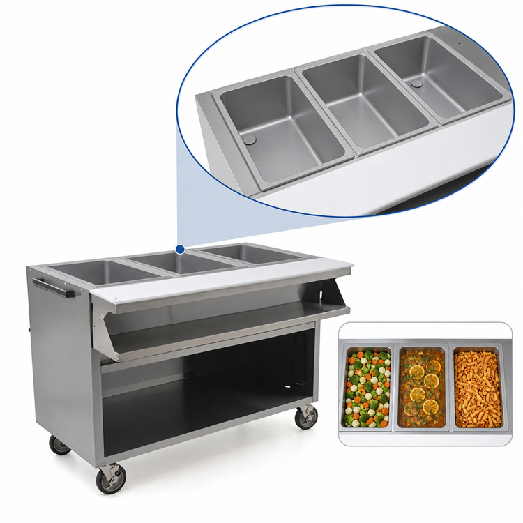 Product image #3 for Spec-Master SPHT3CB-208 48" Mobile Electric 3-Well Sealed Hot Food Table with AutoFill