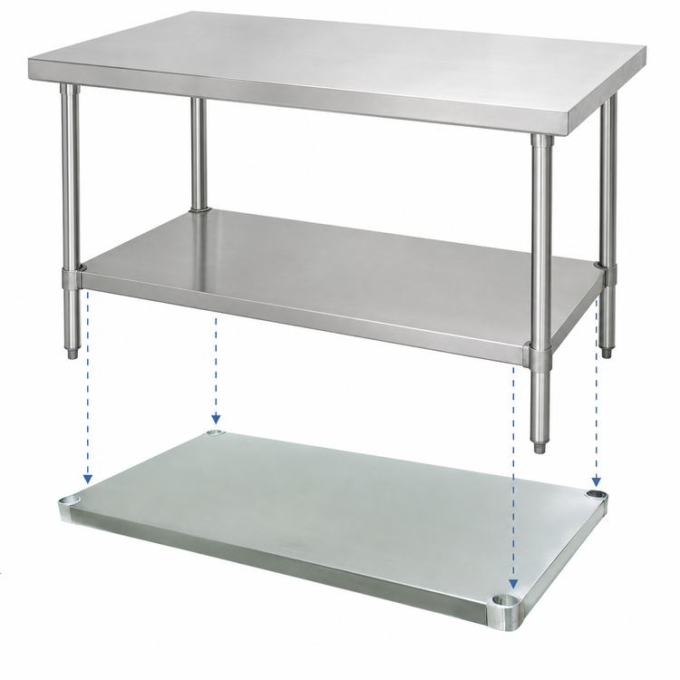 Product image #3 for Advance Tabco 18-Gauge Stainless Steel Work Table Undershelf for 48 x 36 Inch Tables