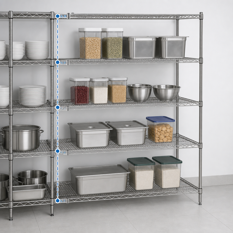 Product image #3 for Metro Super Erecta Brite Add-On Wire Shelving Unit, 48"W x 24"D x 63"H, 4 Shelves