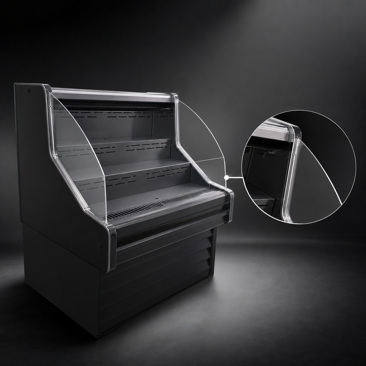 Product image #3 for Howard-McCray 35E Series 63-Inch Low Profile Curved Glass Remote Open Merchandiser, Black