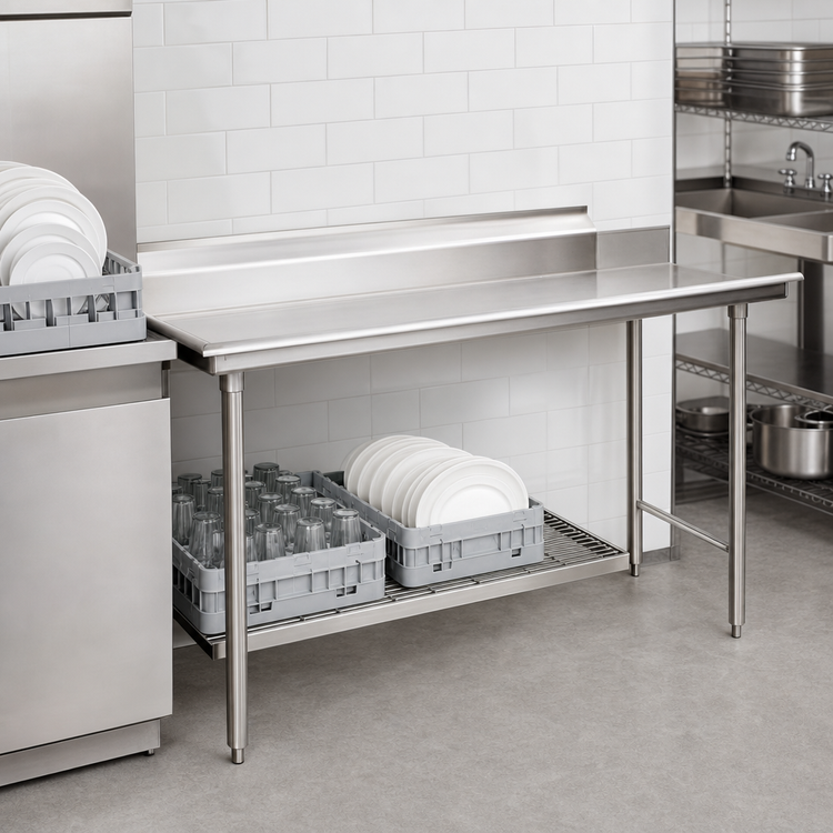 Product image #3 for Eagle Group Straight Clean Dishtable, 24 x 30 Inch, Left-to-Right, 16/304 Stainless Steel Top