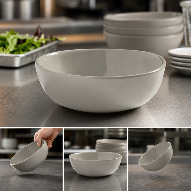 Product image #3 for American Metalcraft Crave Collection 24 oz Round Melamine Bowl, Shadow Gray