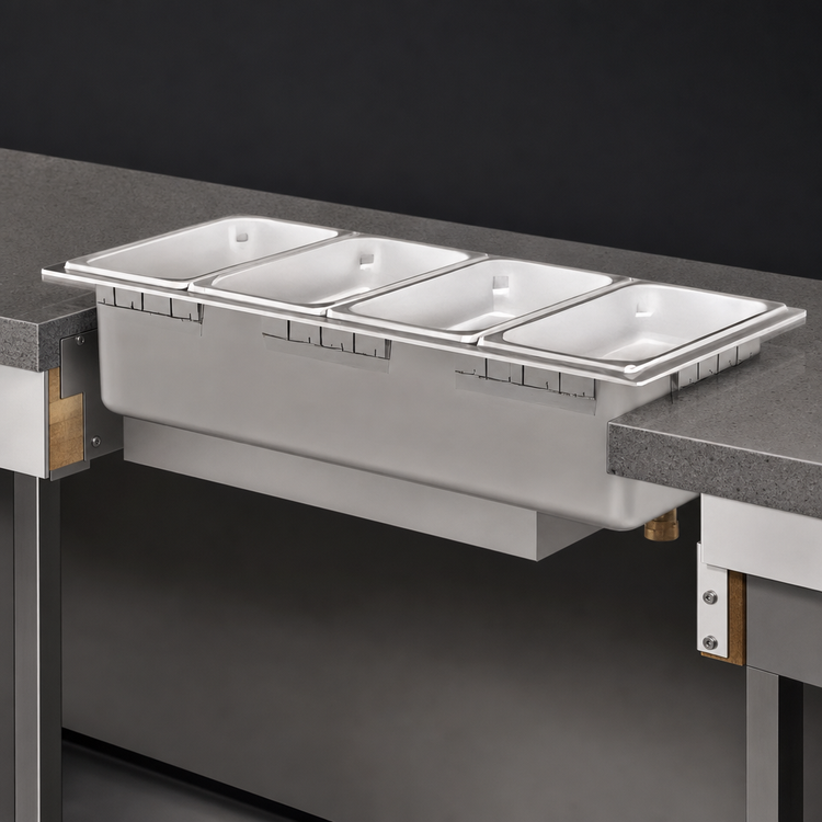 Product image #3 for Hatco HWBRN-43 Drop-In 4/3-Size Rectangular Heated Well for 4 Third-Size Pans, Non-Insulated, Infinite Switch, Without Drain