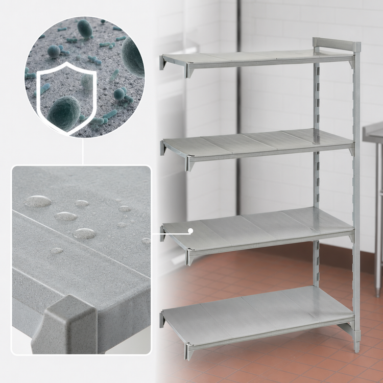 Product image #4 for Cambro Camshelving Premium 4-Shelf Solid Stationary Add-On Shelving Unit, 21 x 36 x 84 Inches, Speckled Gray