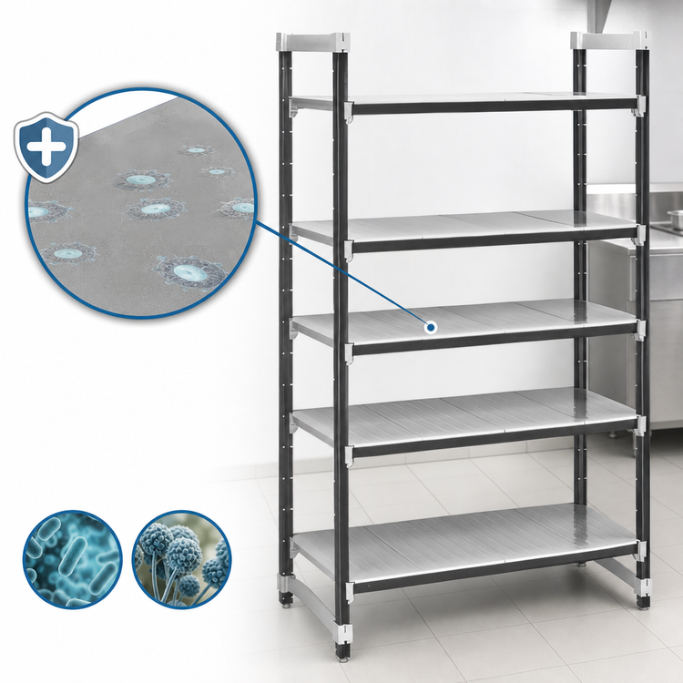 Product image #3 for Cambro Camshelving Elements XTRA 24 in. x 24 in. x 84 in. 5-Tier Solid Stationary Starter Unit