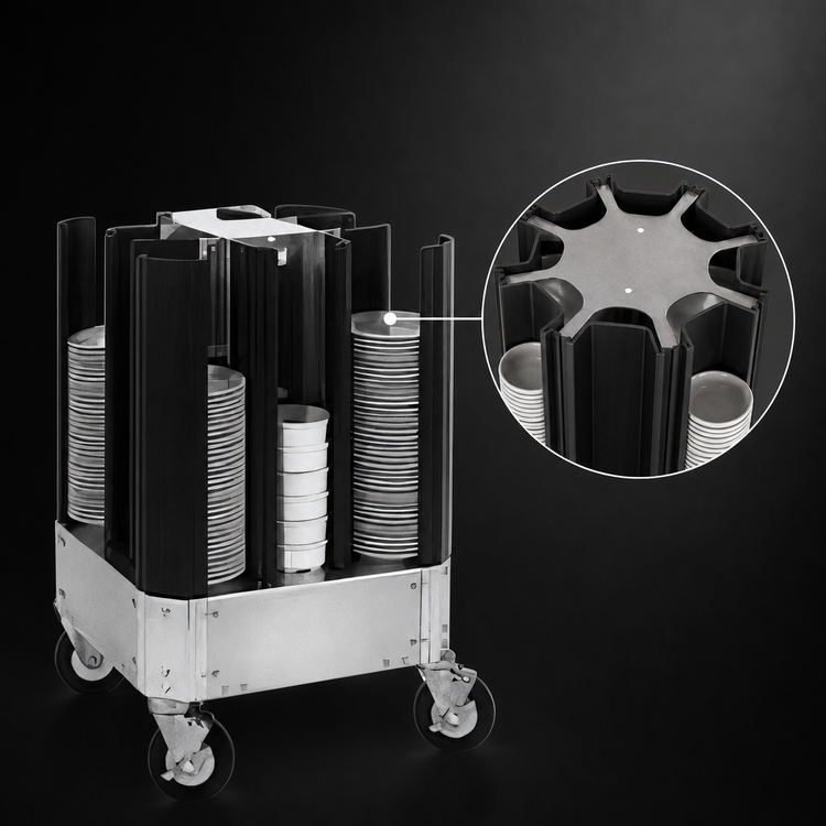 Product image #3 for Cres Cor 4-Column Non-Adjustable Poker Chip Dish Dolly for 9-7/8" to 11" Plates