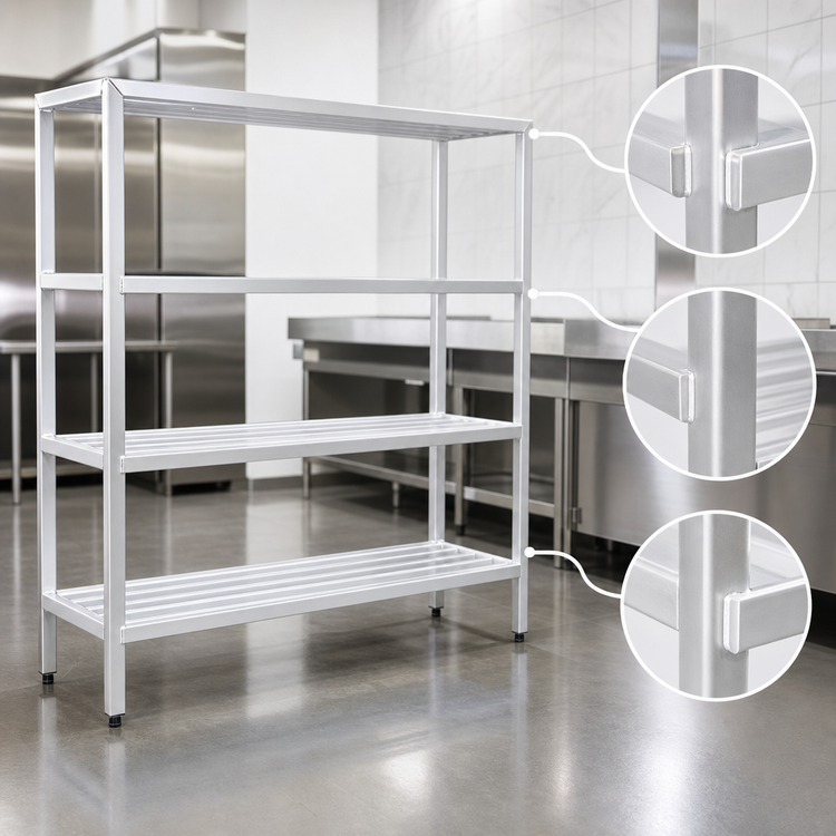 Product image #3 for New Age H.D. Series All-Welded 4-Shelf Heavy-Duty Aluminum Shelving Unit, 48W x 24D x 72H