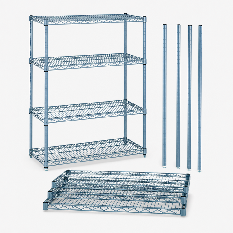Product image #3 for Quantum 48"W x 12"D x 54"H Gray Epoxy Antimicrobial Wire Shelving Starter Kit
