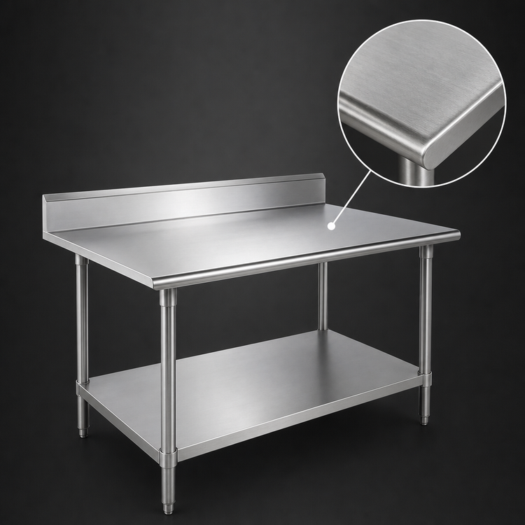 Product image #3 for Advance Tabco 72-Inch x 24-Inch Stainless Steel Work Table with 5-Inch Backsplash and Adjustable Undershelf
