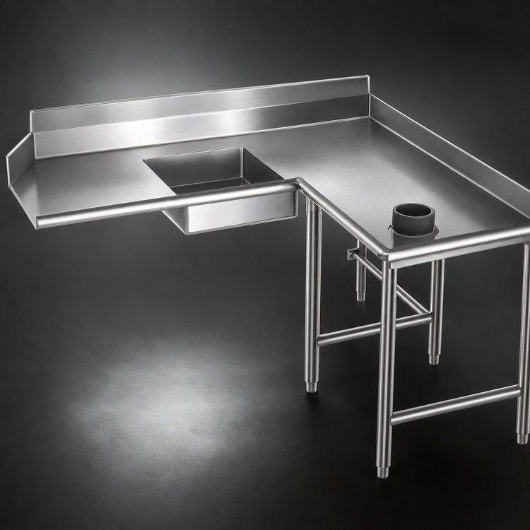 Product image #3 for Spec-Master SDTCIR-108-14/3 Island Design Soiled Dishtable, 108" Machine-to-Corner, Right-to-Left