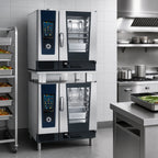 Thumbnail image #3 for RATIONAL Quick Ship ICP 6-HALF ON 6-HALF NG 120V 1PH AD-QS Double-Stack Natural Gas Combi Ovens with AutoDose, 12-Pan Capacity Each
