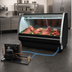 Thumbnail image #3 for Howard-McCray 40E Series Remote Red Meat Service Case, 75.5-Inch W, Endless Design, Double-Bend Curved Glass, Black Exterior/White Interior, LED