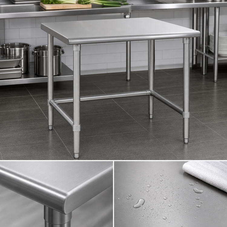 Product image #3 for Eagle Budget Series 30 x 30 Inch Stainless Steel Corner Work Table, Flat Top
