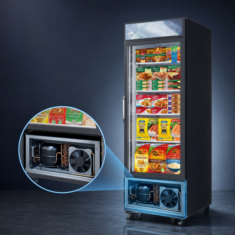 Product image #3 for Everest Refrigeration EMGF23B One-Section Reach-In Glass Door Merchandiser Freezer, 23.0 Cu. Ft., Bottom-Mounted