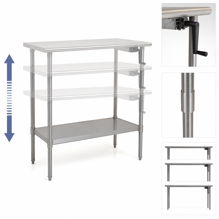 Product image #3 for Eagle AdjusTable ADA/Ergonomic Height Adjustable Work Table with 304 Stainless Steel Top and Undershelf, 72 x 30 Inches