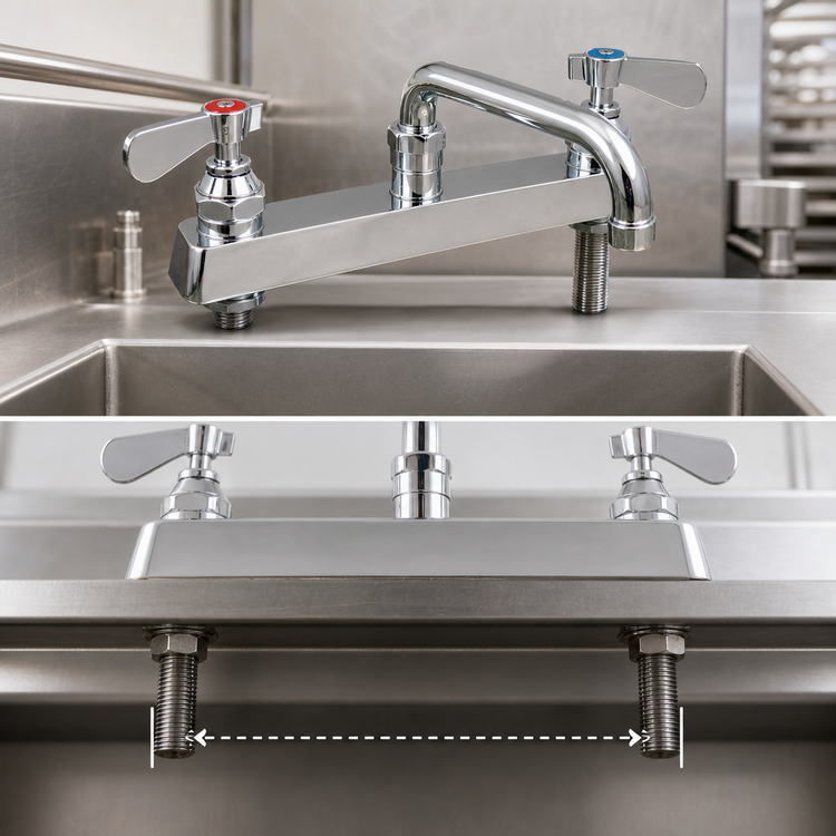 Product image #3 for OptiFlow Lead-Free Heavy Duty Solid Body Deck Mount Faucet with 10-Inch Swing Spout