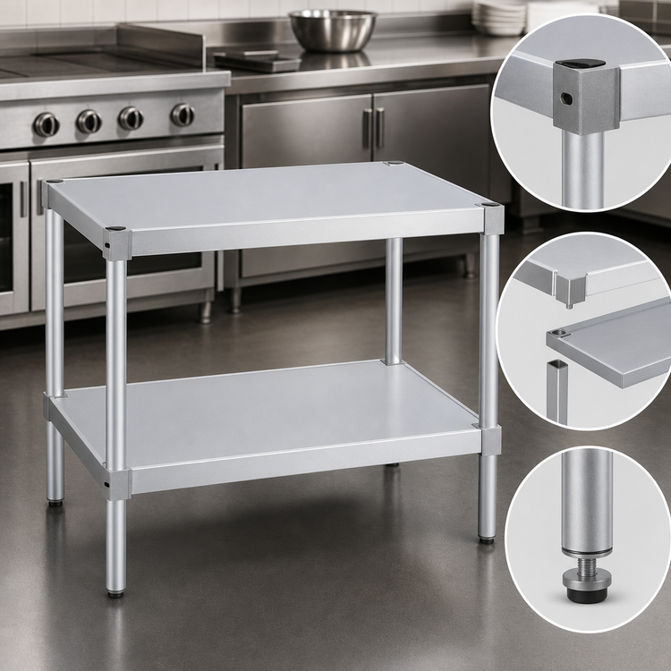 Product image #3 for Stationary Modular Aluminum Equipment Stand with 2 Adjustable Solid Shelves, 36 x 20 x 36 Inches