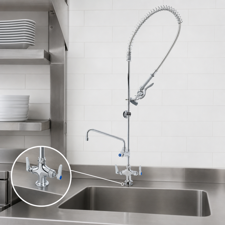 Product image #3 for T&S Brass EasyInstall Single-Hole Deck-Mount Pre-Rinse Unit with 10-Inch Add-On Faucet and 44-Inch Hose
