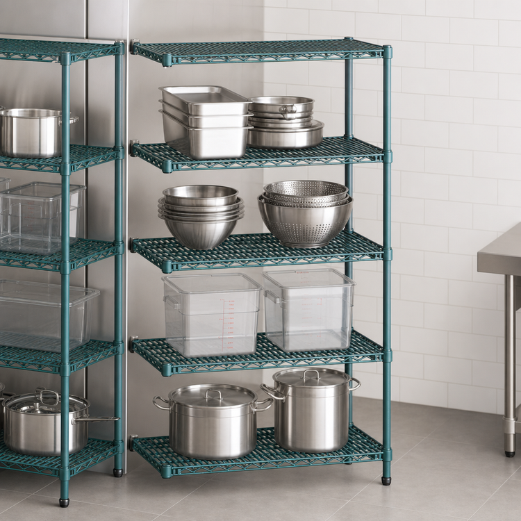 Product image #3 for EagleGard 4-Tier Add-On Wire Shelving Unit, 42W x 21D x 63H, Blue-Green Hybrid Epoxy Finish