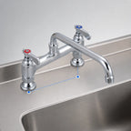 Thumbnail image #3 for BK Resources OptiFlow BKF8HD-16-G Heavy-Duty Deck-Mount Manual Faucet, 16-Inch Swing Spout, 8-Inch Centers, Lead-Free Chrome