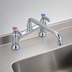 Thumbnail image #3 for BK Resources OptiFlow Heavy-Duty Deck-Mount Manual Faucet with 16-Inch Swing Spout, 8-Inch Centers, Lead-Free Chrome Finish