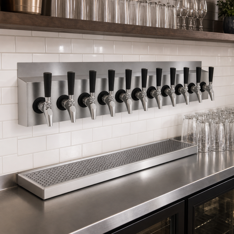 Product image #3 for Krowne 30-Inch Wall-Mount 10-Faucet Glycol-Cooled Beer Tower with Drip Tray