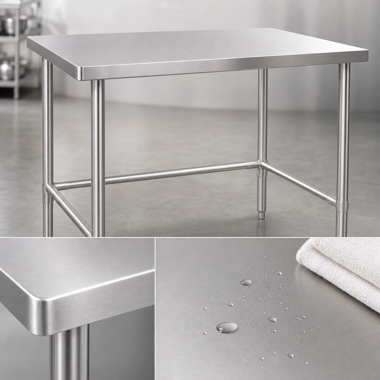 Product image #3 for NSG3030 30 Inches x 30 Inches Stainless Steel Open-Base Work Table, 36 Inches Height — 18-Gauge 430 Stainless Top