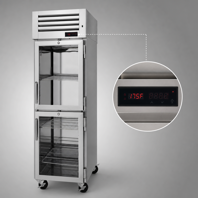 Product image #4 for Turbo Air PRO Series 26 Cu. Ft. Reach-In Heated Holding Cabinet with 2 Glass Half Doors