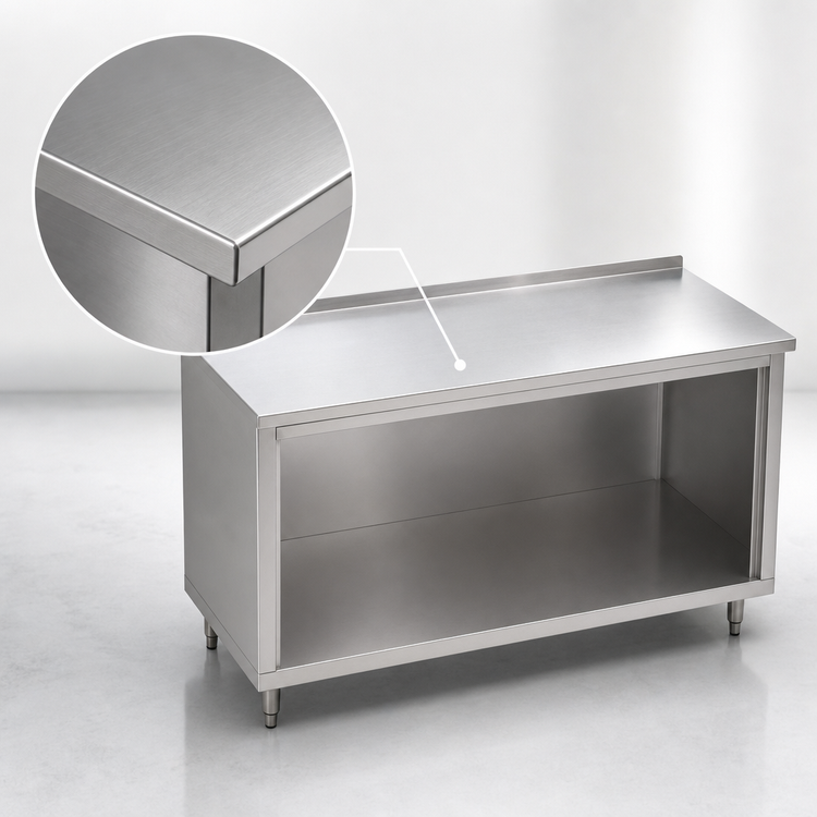 Product image #3 for John Boos 84-Inch x 36-Inch Stainless Steel Modular Base Work Table with Open Front Cabinet Base and 1-1/2-Inch Rear Riser
