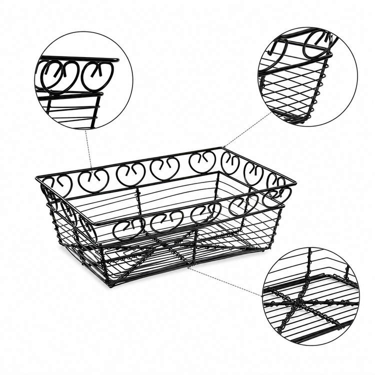 Product image #4 for Winco Rectangular Wire Bread/Fruit Basket, 9 x 5-7/8 x 3 Inch, Black