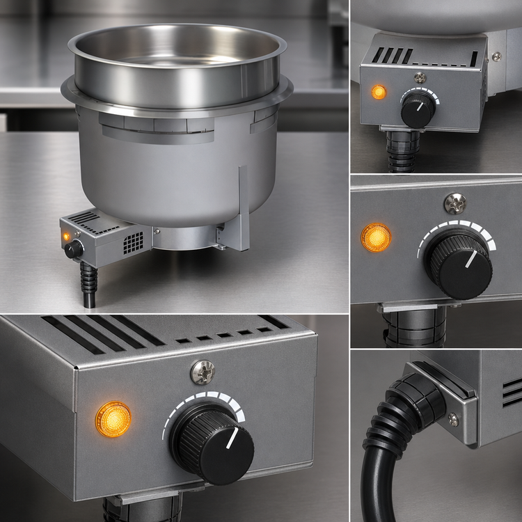 Product image #3 for Hatco Drop-In Round Heated Well, 4 Qt, Infinite Control, With Drain, Non-Insulated