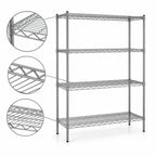 Thumbnail image #3 for Redi-Pak Commercial 4-Tier Stationary Wire Shelving Unit, 60W x 18D x 63H, Pewter Gray Epoxy Finish