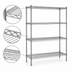 Thumbnail image #3 for Redi-Pak Commercial 4-Tier Stationary Wire Shelving Unit, 60W x 18D x 63H, Pewter Gray Epoxy Finish