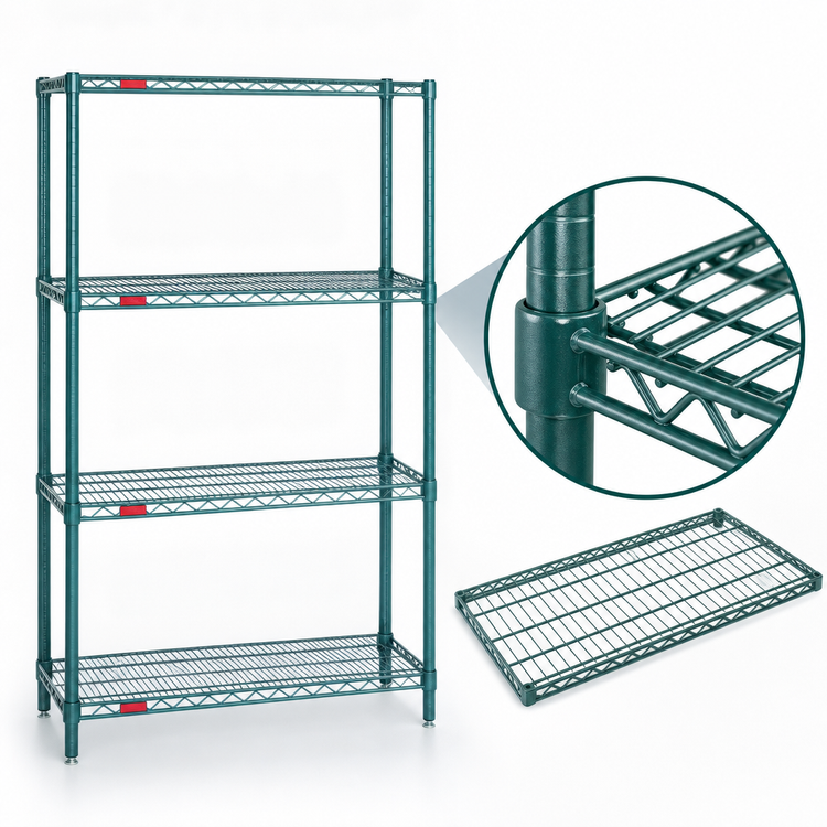 Product image #3 for Eagle Group Valu-Gard 4-Tier Wire Shelving Starter Unit, 30 x 18 x 74 Inches, Green Epoxy