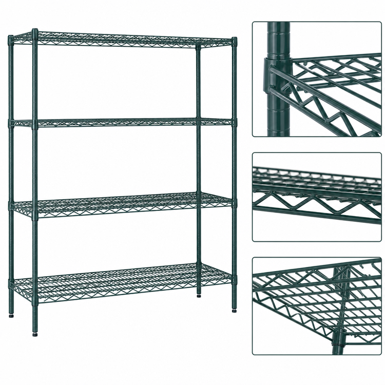 Product image #3 for Eagle Redi-Pak 5-Tier Stationary Wire Shelving Unit, 48"W x 24"D x 63"H, Green Valu-Gard Epoxy
