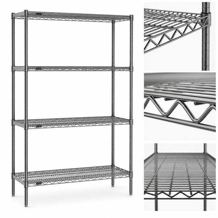 Product image #3 for Eagle Redi-Pak 4-Tier Wire Shelving Unit, 36W x 24D x 63H, Pewter Gray Epoxy