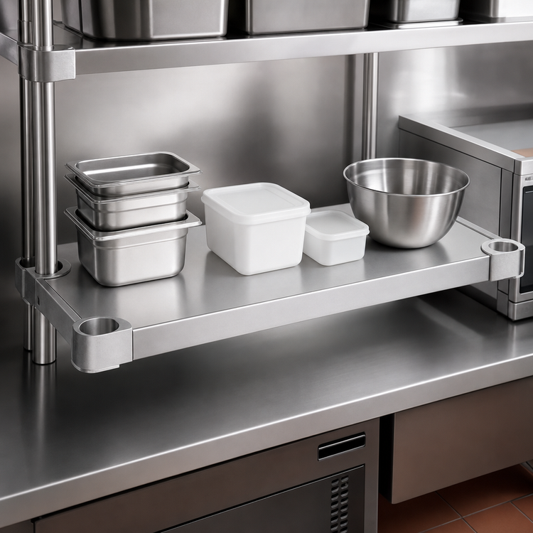 Product image #4 for Quik-Set 60 x 24 Inch Flat Solid Stainless Steel Shelf with Marine Edge