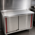Thumbnail image #3 for Eagle Group Spec-Master Marine Series Stainless Steel Enclosed Work Table with Cabinet Base and Two Hinged Doors, 36 x 24 Inches