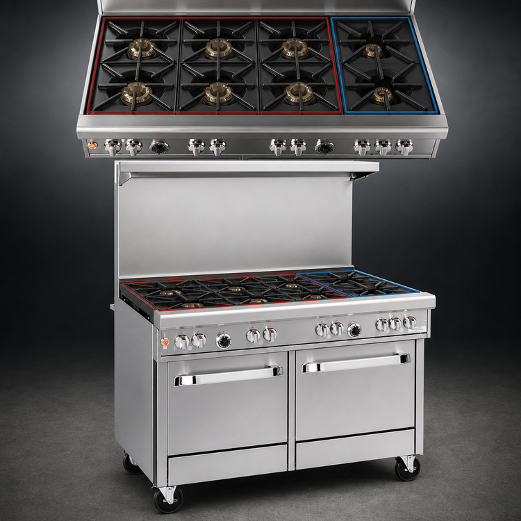 Product image #3 for Southbend Ultimate 48-Inch Gas Restaurant Range with 6 Open Burners, Convection Oven, and Cabinet Base