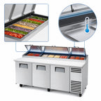 Thumbnail image #3 for True Mfg. - General Foodservice TPP-AT2-93-HC 93.5-Inch 3-Section Pizza Prep Table with 12-Pan Rail and Self-Contained Refrigeration