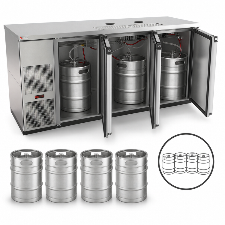Product image #3 for Pro-Line E-Series Three-Section 80-Inch Stainless Steel Direct Draw Draft Beer Cooler, Less Towers