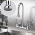 Thumbnail image #3 for Wall-Mount Medical Mixing Faucet with 5 1/2-Inch Rigid Gooseneck and Rosespray Outlet, 8-Inch Centers