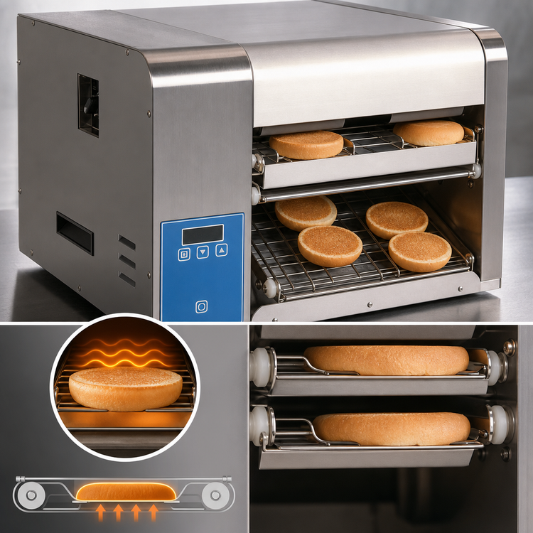 Product image #3 for Antunes Gold Standard 2-Lane Horizontal Dual-Belt Conveyor Toaster, 208V