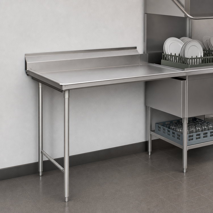 Product image #3 for Eagle Group Straight Clean Dishtable, Left-to-Right, 36 x 30 Inch, 16/304 Stainless Steel Top, 8 Inch Backsplash