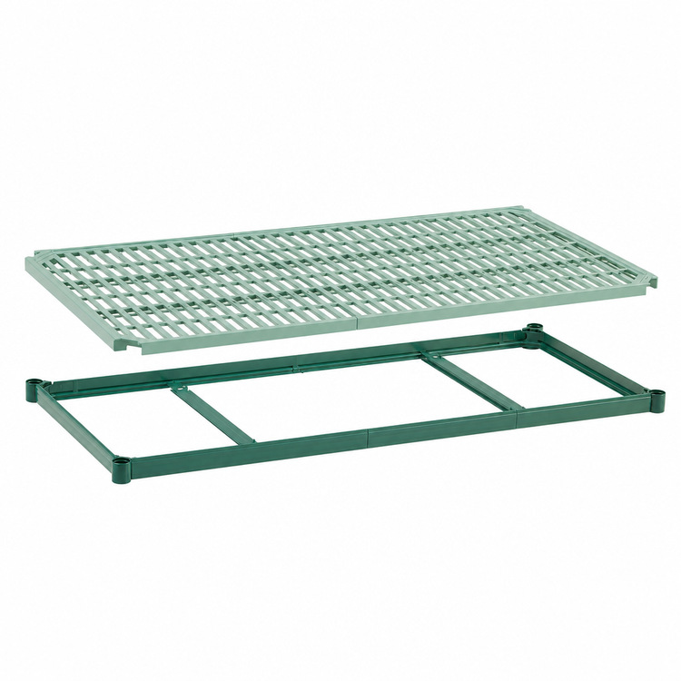 Product image #4 for Metro Super Erecta Pro 72 Inch W x 24 Inch D Vented Polymer Shelf with Removable Mat and Green Epoxy Frame