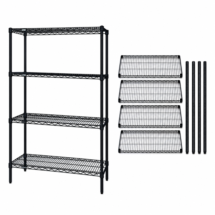 Product image #3 for 42 Inch Wide Stationary Wire Shelving Starter Unit, 4 Shelves, Black Epoxy Finish, 86 Inch High