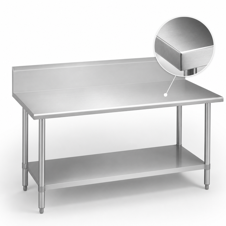 Product image #3 for Duke 72" x 24" Stainless Steel Work Table with 10" Riser, Marine Edge, and Undershelf
