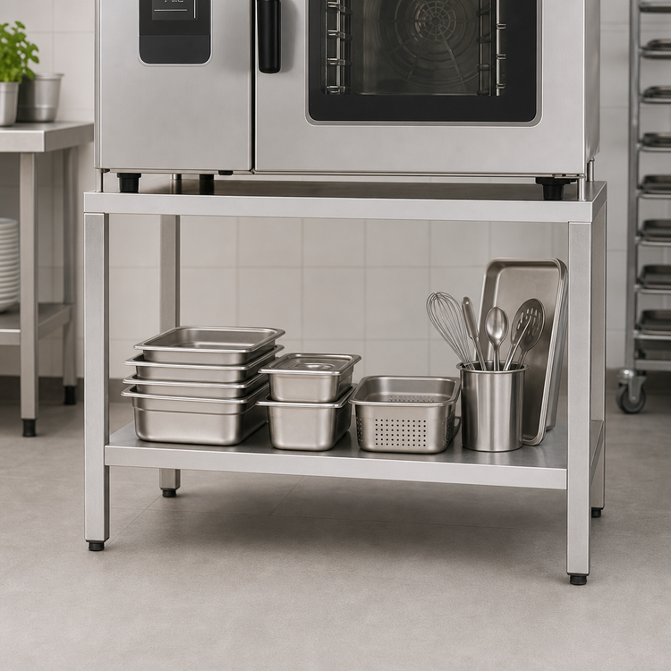 Product image #3 for Convotherm Stainless Steel Open Oven Stand with Undershelf for C4 6.10 and 10.10